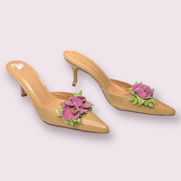 Zalo Pink Floral Camel Leather Mules - Picture 4 of 8
